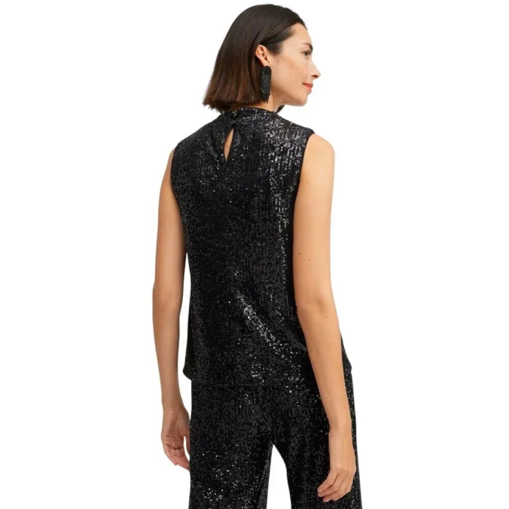 Chico's Black Label Sequin Shell Top - 12 - Black NWT - Picture 3 of 11